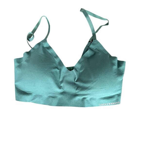 Lucky brand green padded wireless Tshirt lounge bra Medium Preppy Holiday Sport - Picture 1 of 9